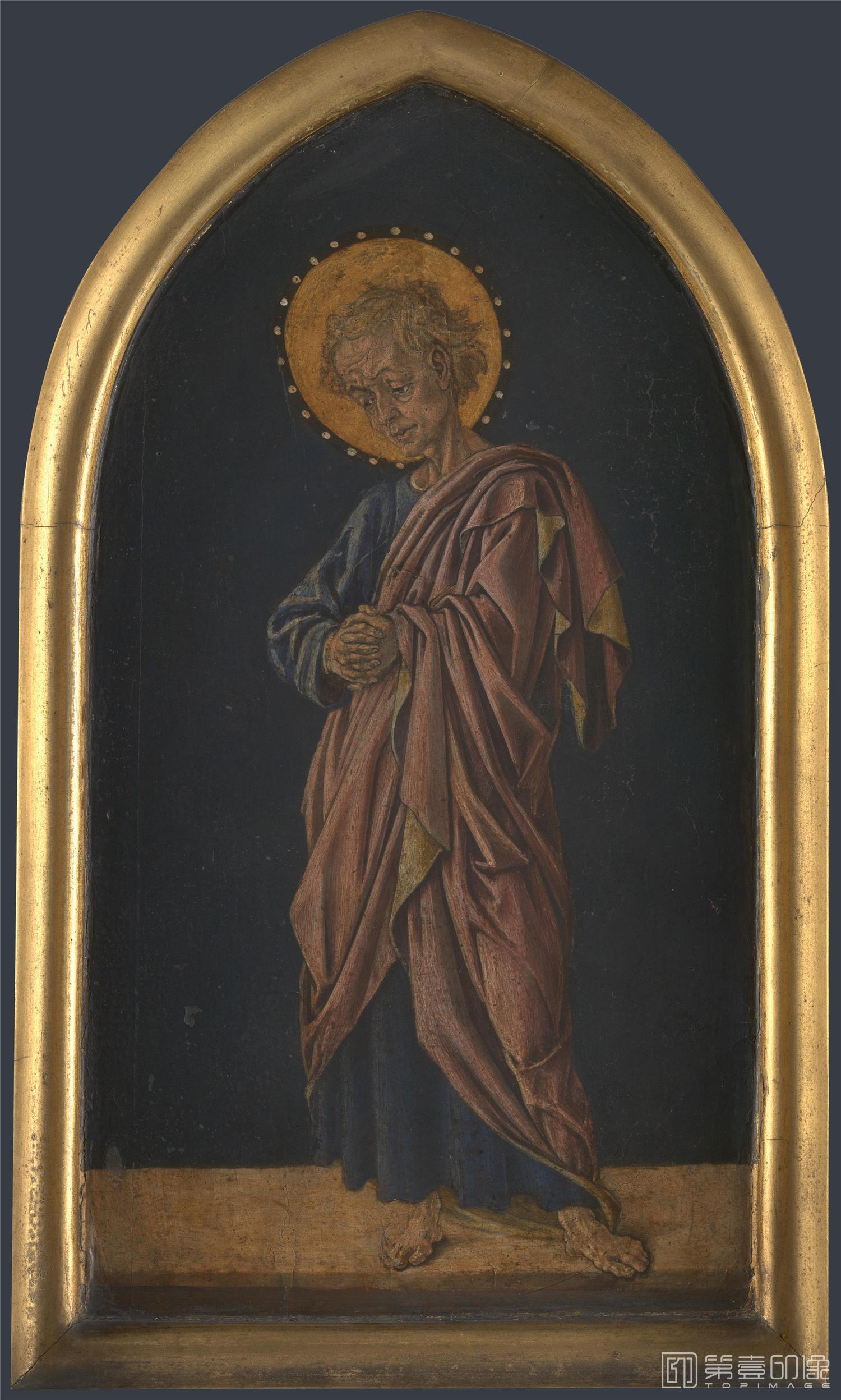 油画-大英博物馆藏画-Jacopo di Antonio (Master of Pratovecchio) - Saint John the Evangelist - Altarpiece Pinnacle (rig-1315